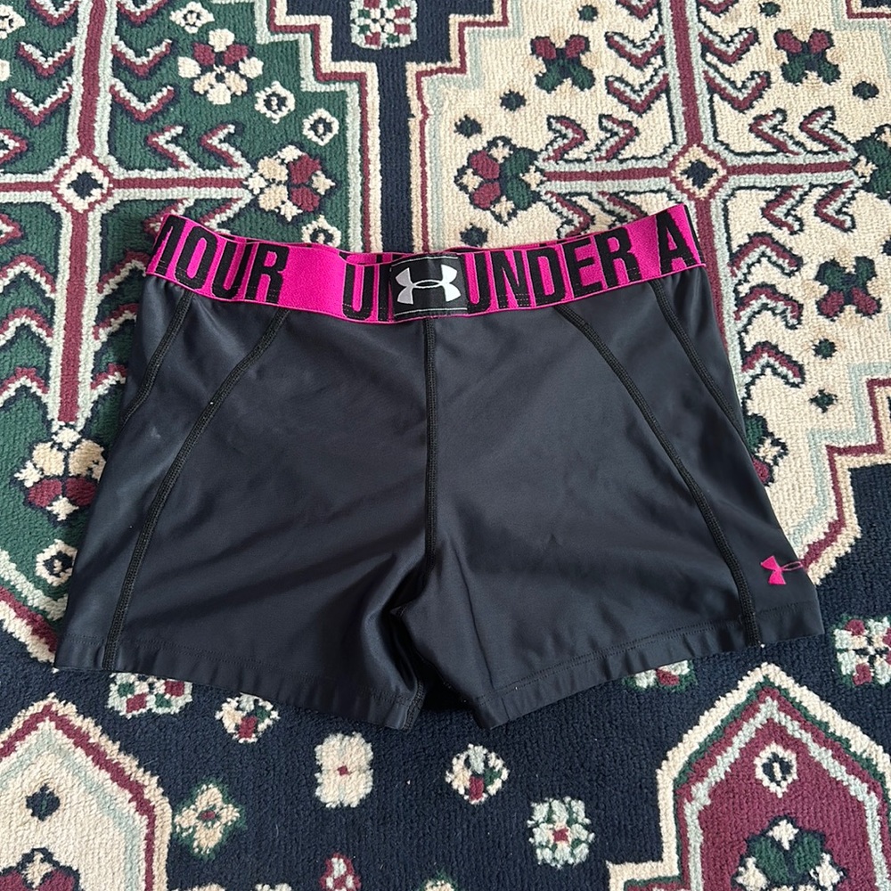 UA biker shorts.